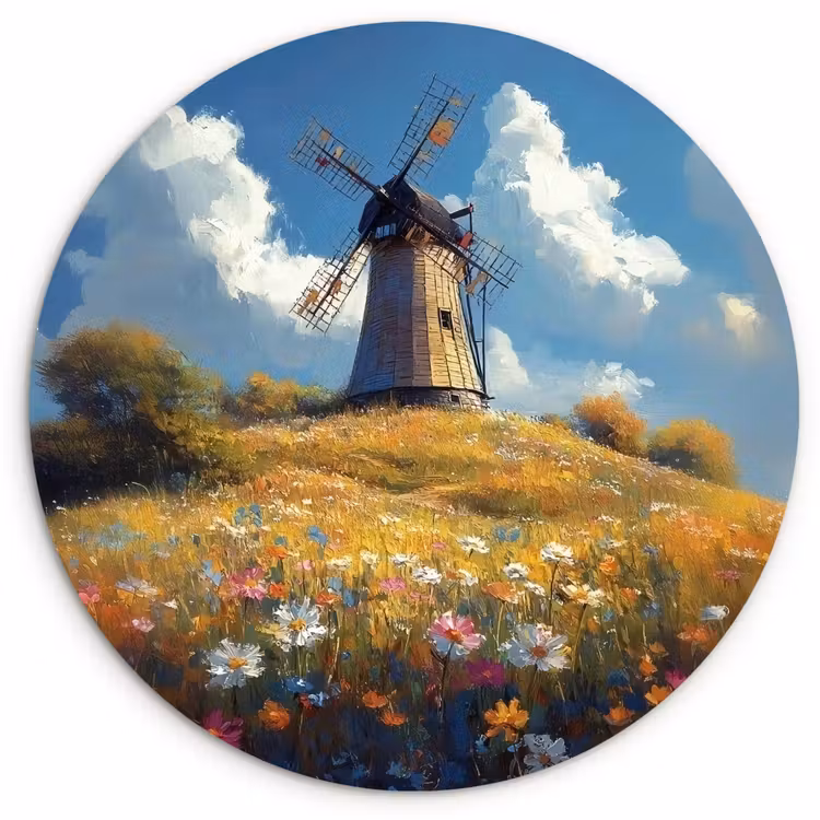 Muurcirkel - Windmolen - Heuvel - Bloemen - Kleurrijk — 1