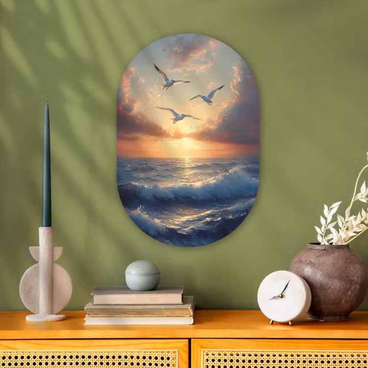 Muurovaal - Meeuwen - Zonsondergang - Zee - Wolken — 1