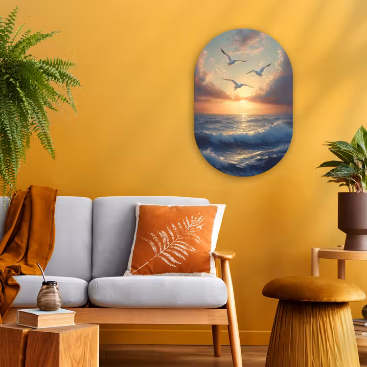Muurovaal - Meeuwen - Zonsondergang - Zee - Wolken — 2