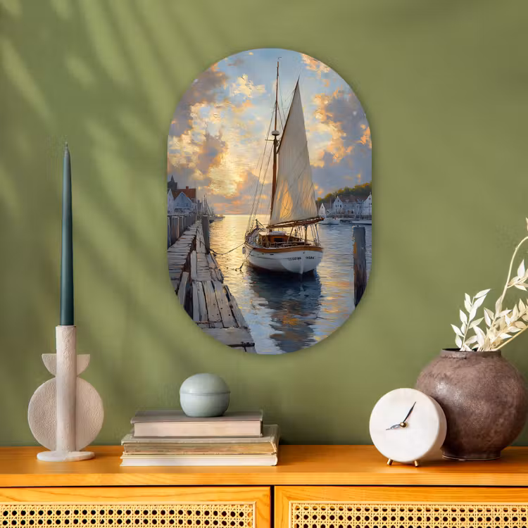 Muurovaal - Zeilboot - Zon - Pier - Hout — 2