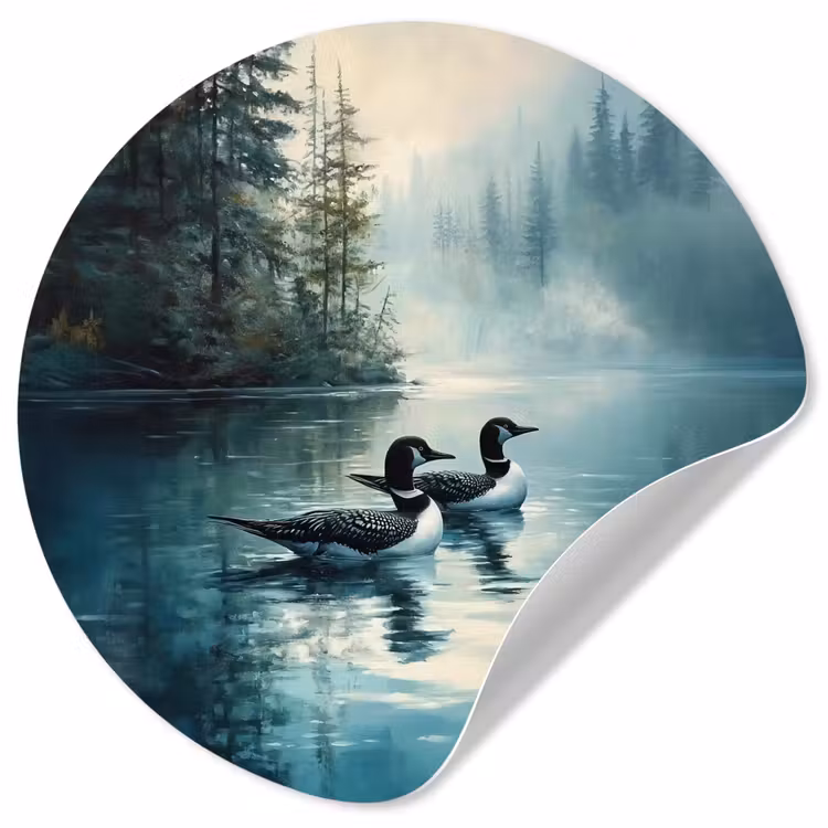 Behangcirkel - Bos - Water - Eenden - Mistig — 1