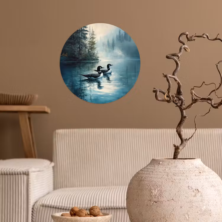 Behangcirkel - Bos - Water - Eenden - Mistig — 2