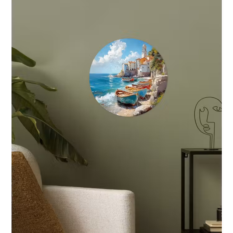Behangcirkel - Boten - Rotsen - Zee - Zon — 3