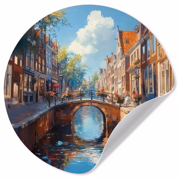 Behangcirkel - Stad - Gracht - Zon - Fietsen — 1