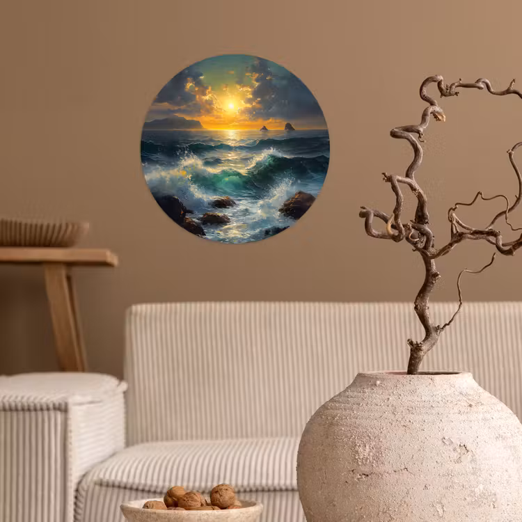 Behangcirkel - Zee - Zon - Golven - Rotsen — 2