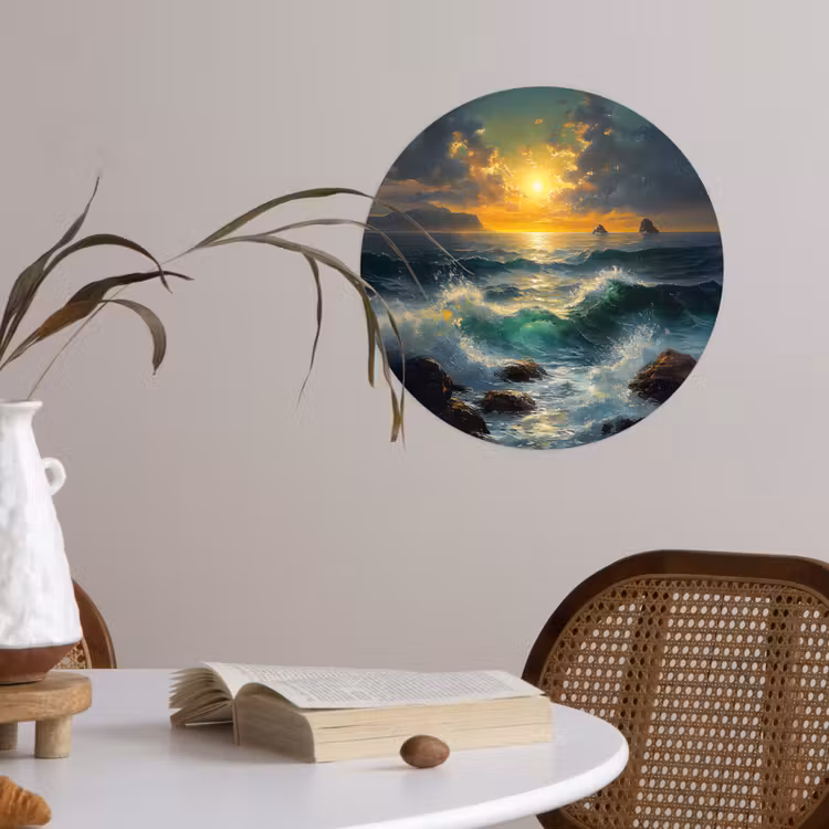 Behangcirkel - Zee - Zon - Golven - Rotsen — 4