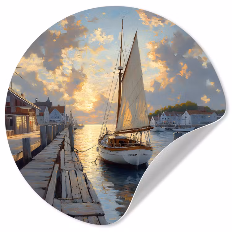Behangcirkel - Zeilboot - Zon - Pier - Hout — 1