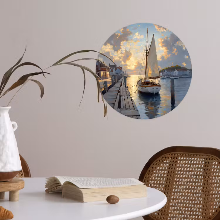 Behangcirkel - Zeilboot - Zon - Pier - Hout — 4