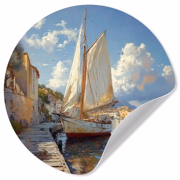 Behangcirkel - Zeilschip - Huizen - Kade - Zee — 1