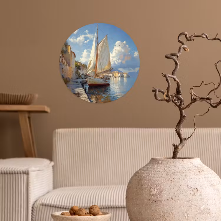 Behangcirkel - Zeilschip - Huizen - Kade - Zee — 2