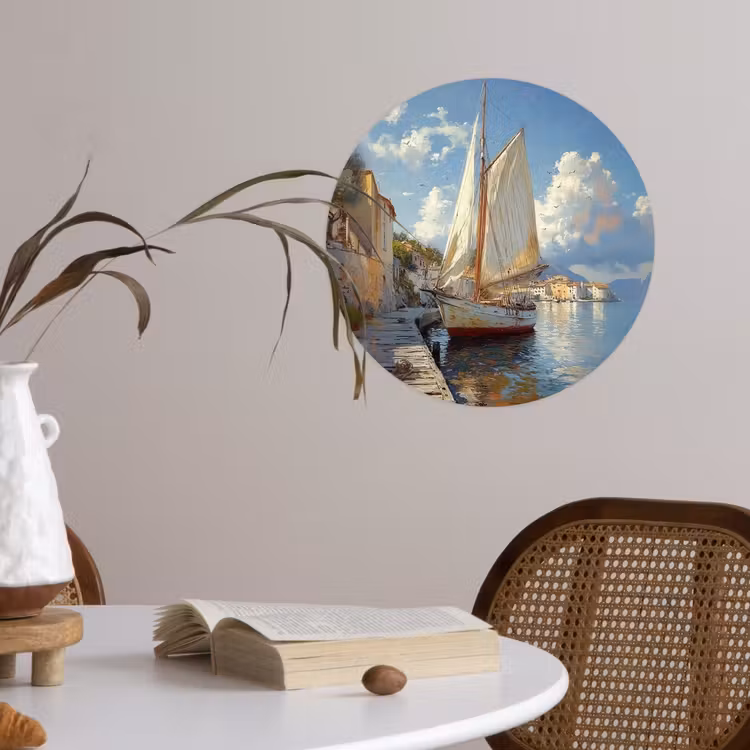 Behangcirkel - Zeilschip - Huizen - Kade - Zee — 4