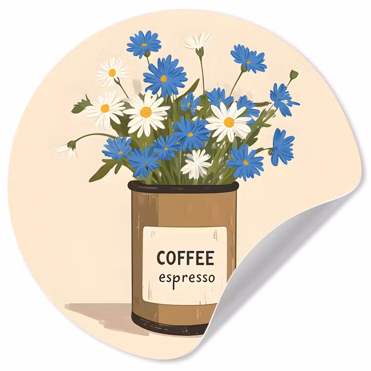 Behangcirkel - Coffee - Blik - Minimalistisch - Bloemen — 1