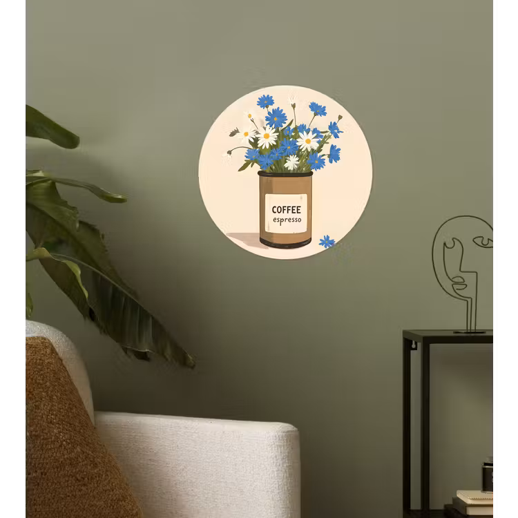 Behangcirkel - Coffee - Blik - Minimalistisch - Bloemen — 3
