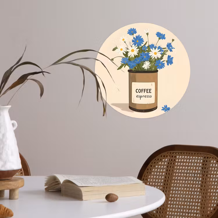 Behangcirkel - Coffee - Blik - Minimalistisch - Bloemen — 4