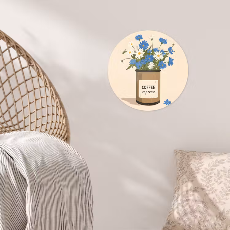 Behangcirkel - Coffee - Blik - Minimalistisch - Bloemen — 5