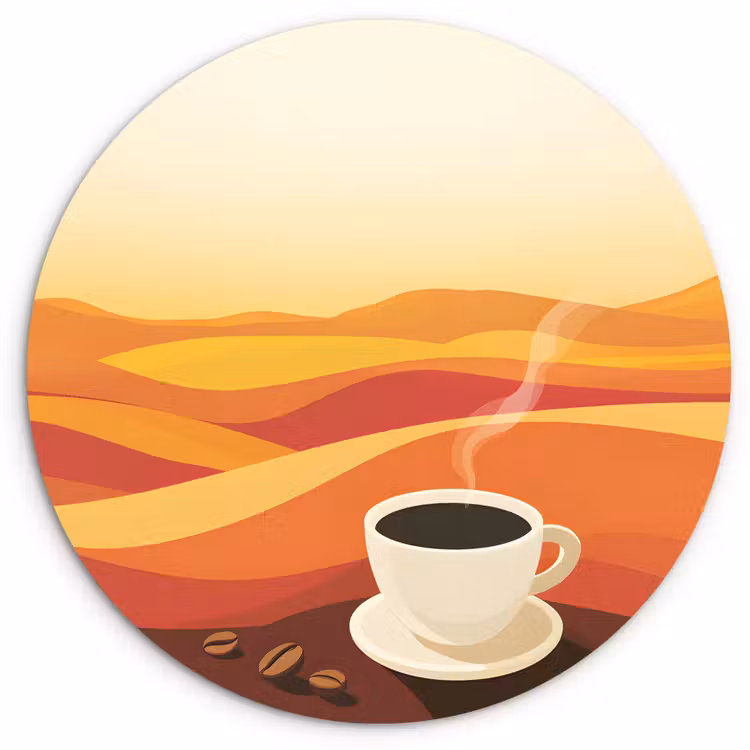 Muurcirkel - Koffie - Landschap - Oranje - Koffiebonen — 1