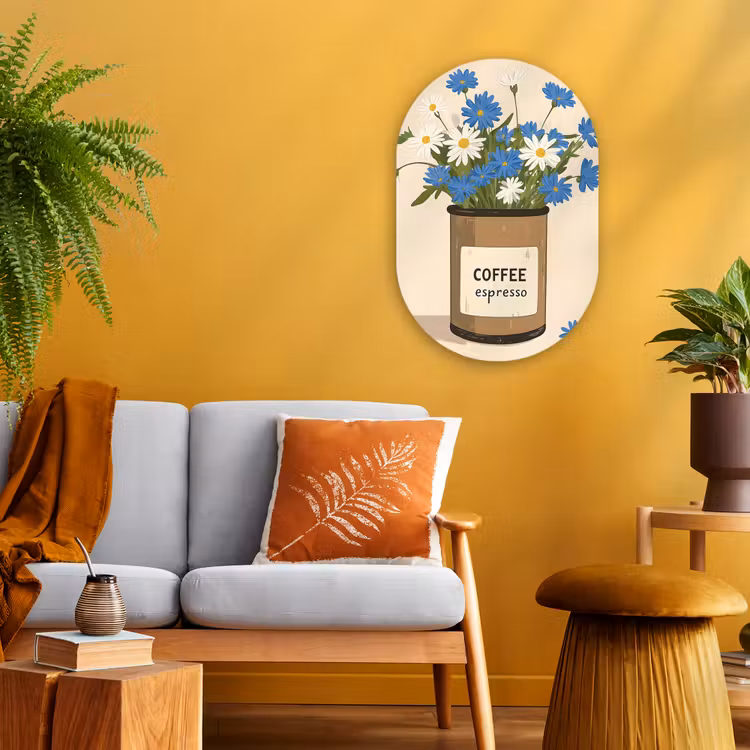 Muurovaal - Coffee - Blik - Minimalistisch - Bloemen — 1
