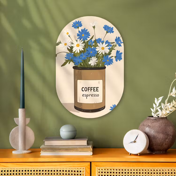 Muurovaal - Coffee - Blik - Minimalistisch - Bloemen — 2