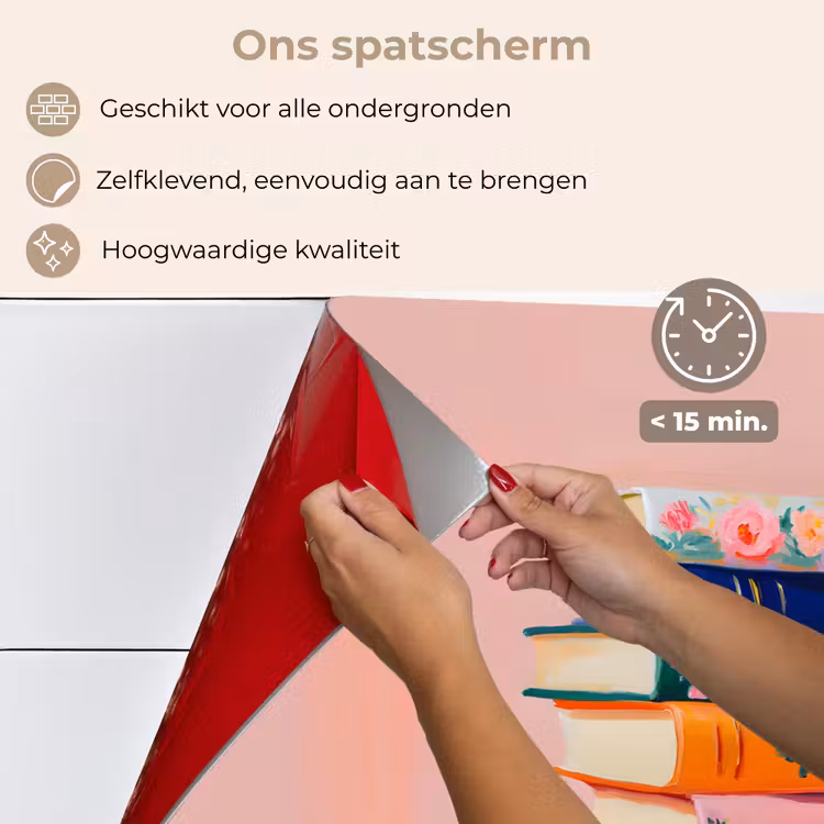 Spatscherm keuken - Boeken - Stapel - Kleurrijk — 4