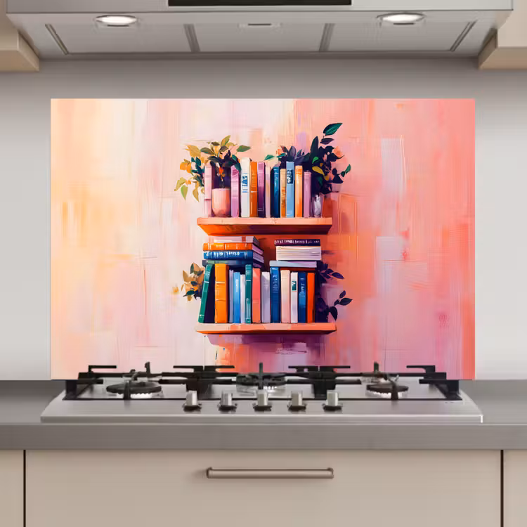 Spatscherm keuken - Planken - Boeken - Bladeren — 1