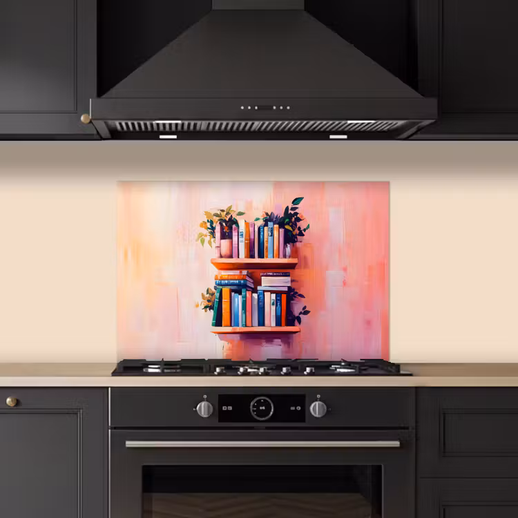 Spatscherm keuken - Planken - Boeken - Bladeren — 2