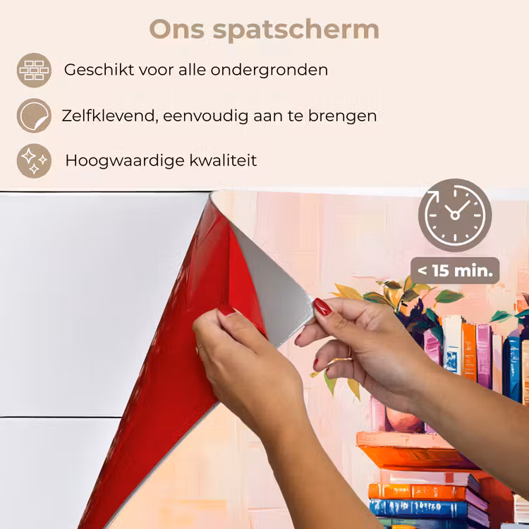 Spatscherm keuken - Planken - Boeken - Bladeren — 4