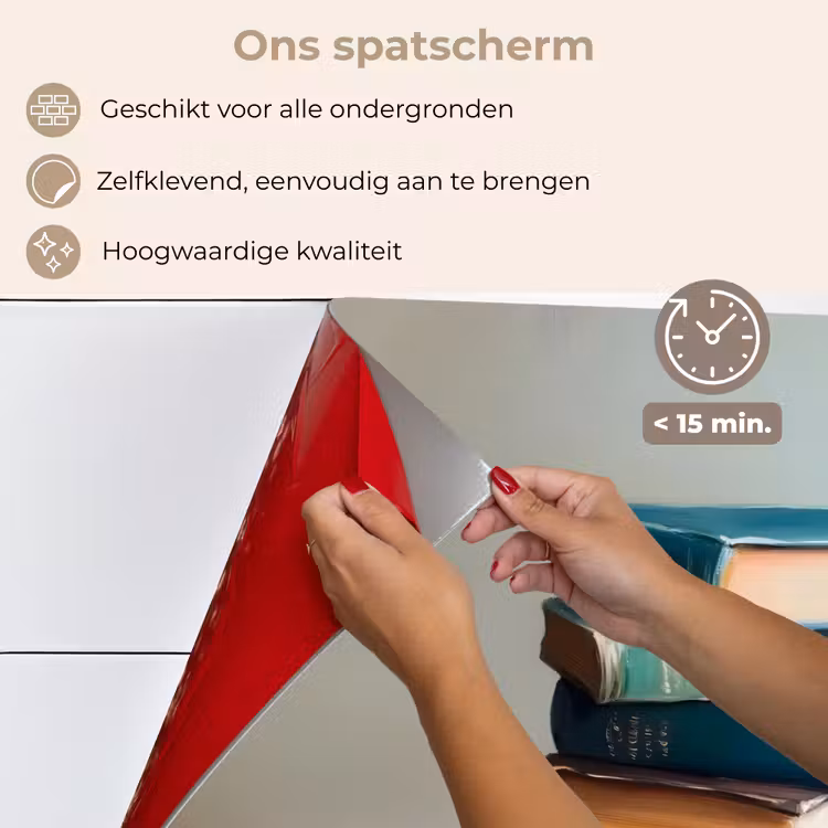 Spatscherm keuken - Stapel - Boeken - Groen - Daglicht — 4