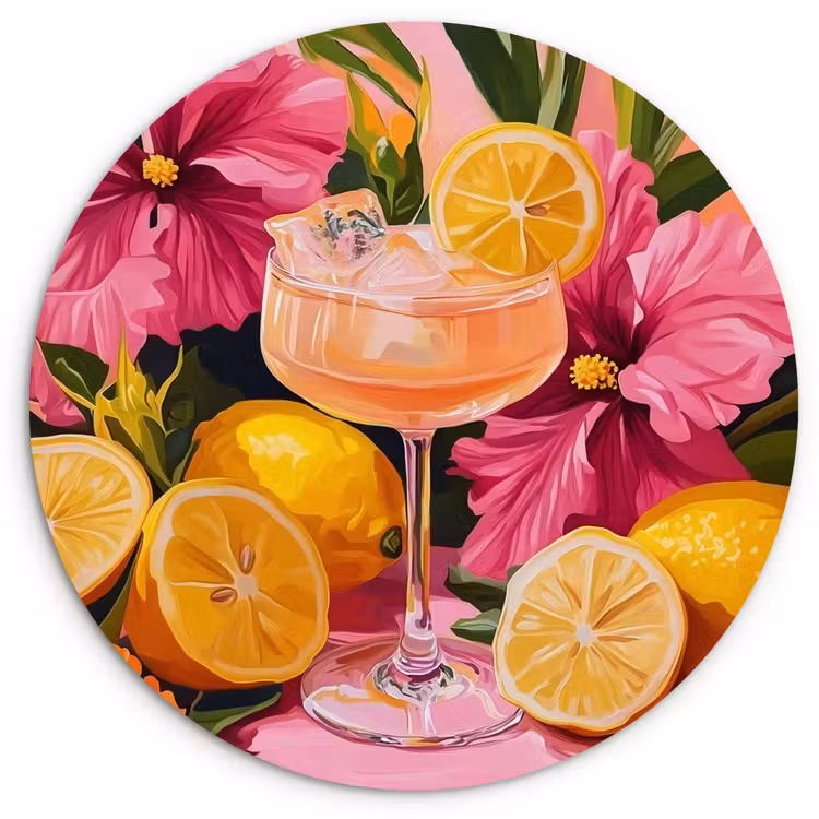 Muurcirkel - Drink - Bloemen - Yellow — 1