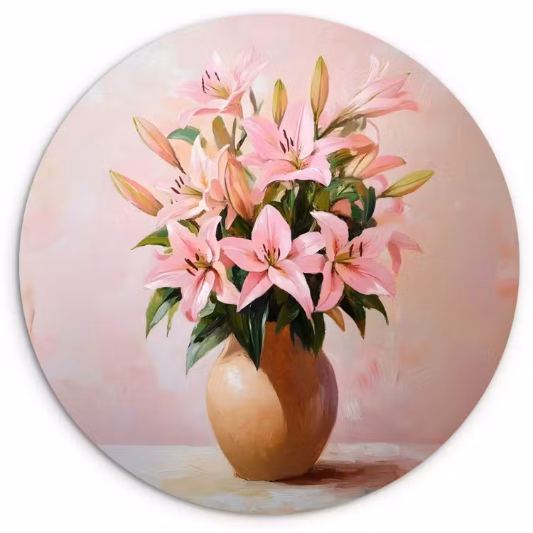 Muurcirkel - Vaas - Bloemen - Roze — 1