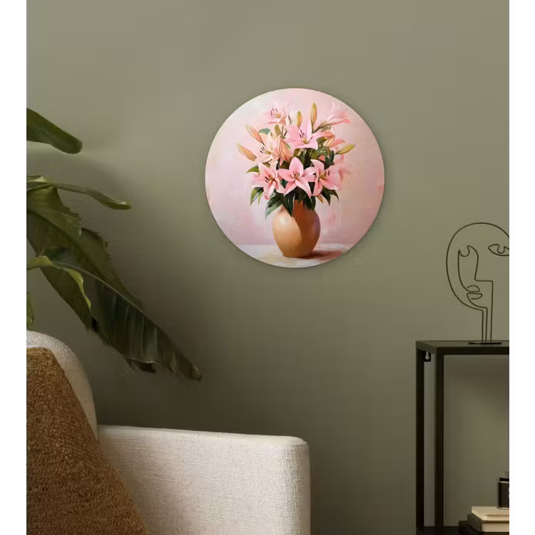 Muurcirkel - Vaas - Bloemen - Roze — 3