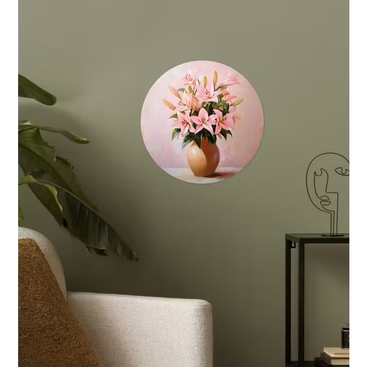 Behangcirkel - Vaas - Bloemen - Roze — 3