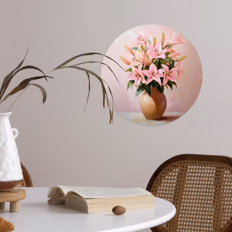 Behangcirkel - Vaas - Bloemen - Roze — 4