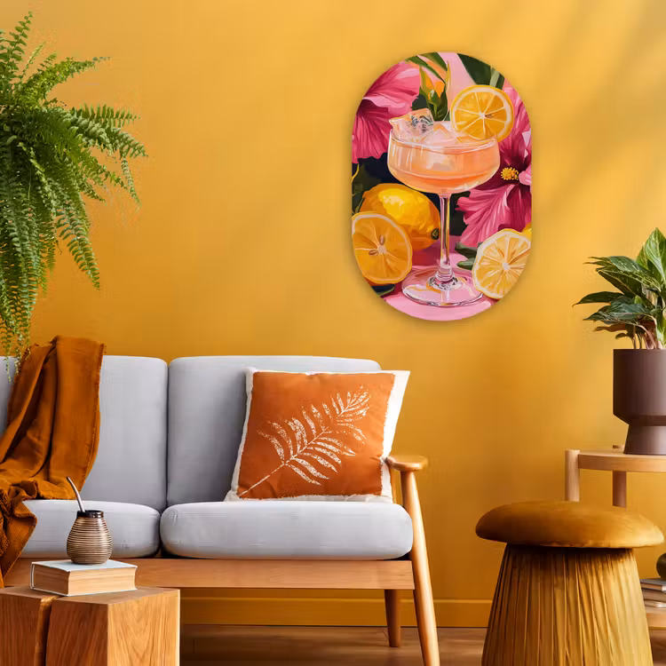 Muurovaal - Drink - Bloemen - Yellow — 1