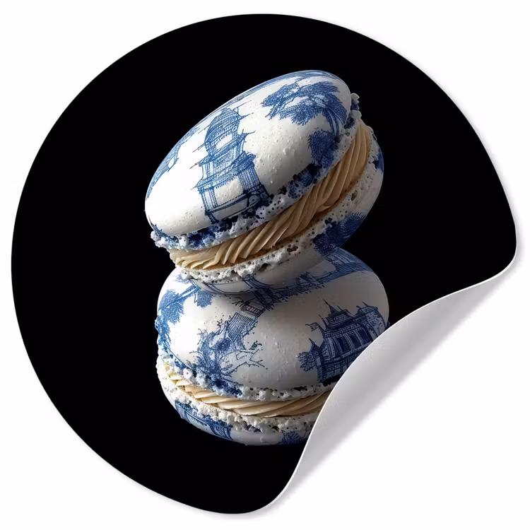Behangcirkel - Eten - Macarons - Delfts blauw - Koekjes