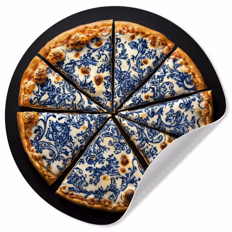 Behangcirkel - Pizza - Eten - Delftsblauw