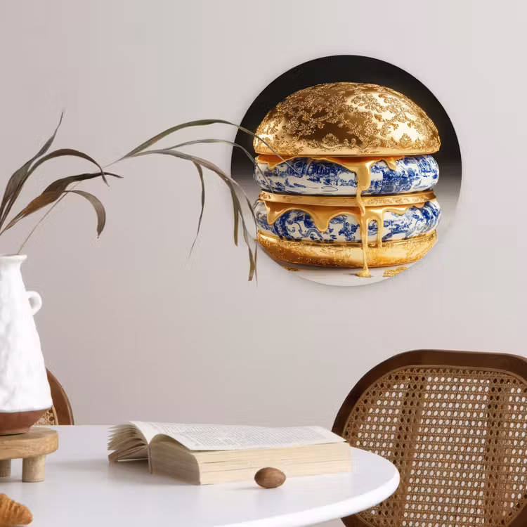 Muurcirkel - Delftsblauw - Goud - Burger — 4