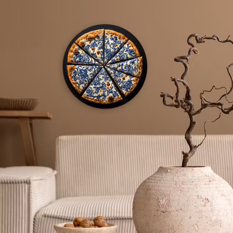 Muurcirkel - Pizza - Eten - Delftsblauw — 2