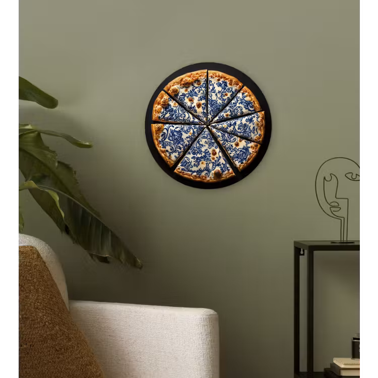 Muurcirkel - Pizza - Eten - Delftsblauw — 3
