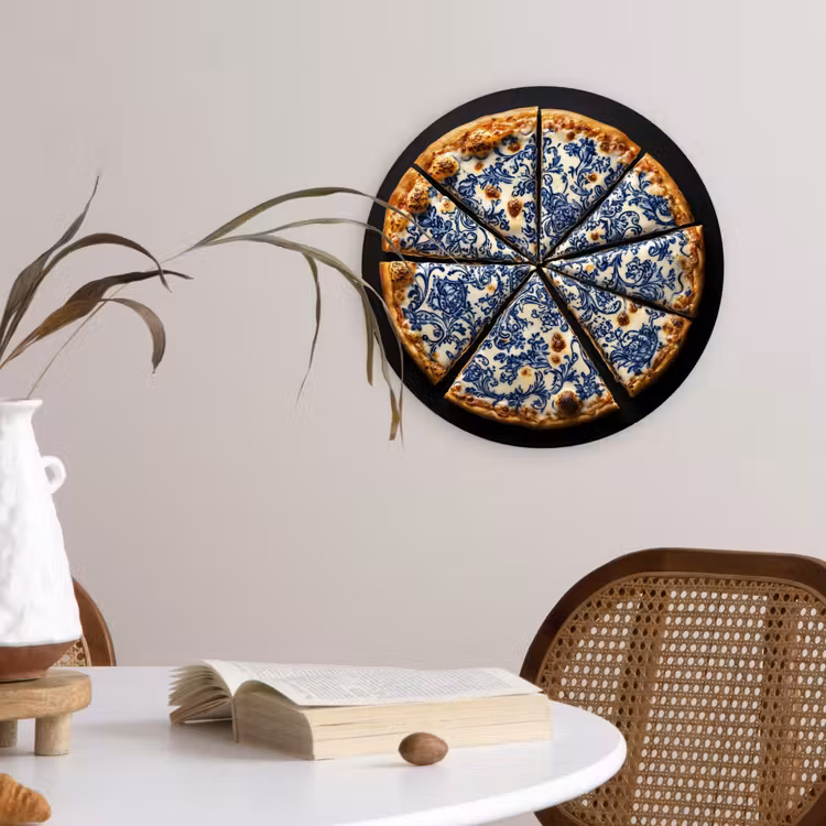 Muurcirkel - Pizza - Eten - Delftsblauw — 4