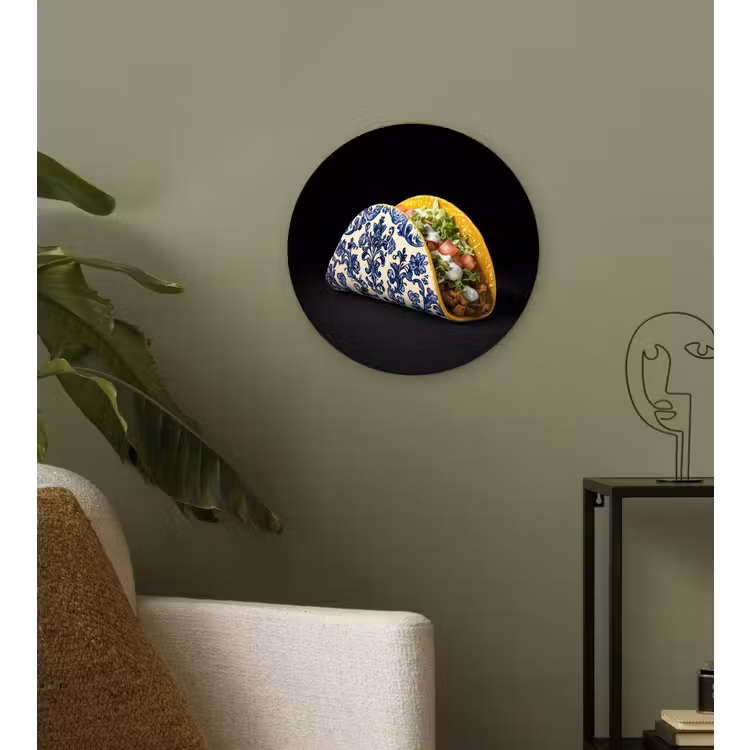 Muurcirkel - Taco - Vlees - Salade - Delftsblauw - Motief — 3
