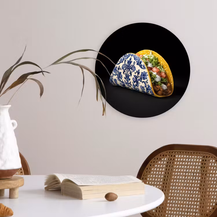 Muurcirkel - Taco - Vlees - Salade - Delftsblauw - Motief — 4