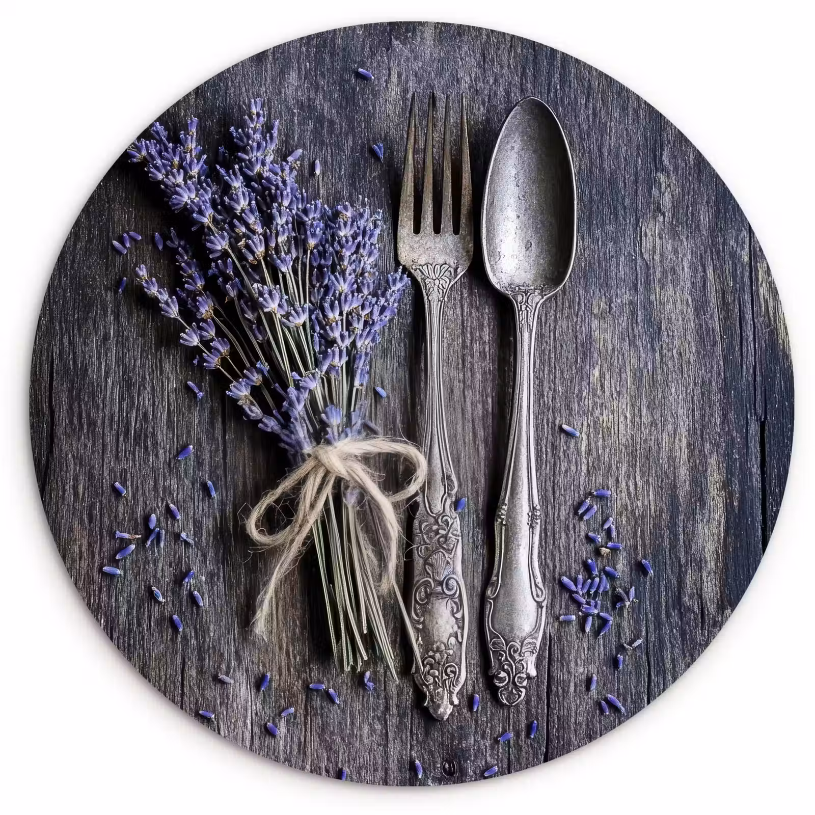 Muurcirkel - Lavendel - Lepel - Vork — 1