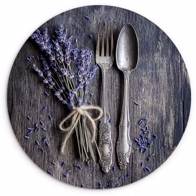 Muurcirkel - Lavendel - Lepel - Vork — 1