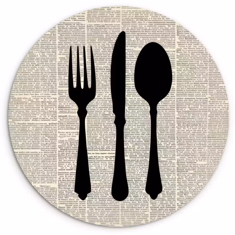 Muurcirkel - Zwart - Krant - Bestek — 1