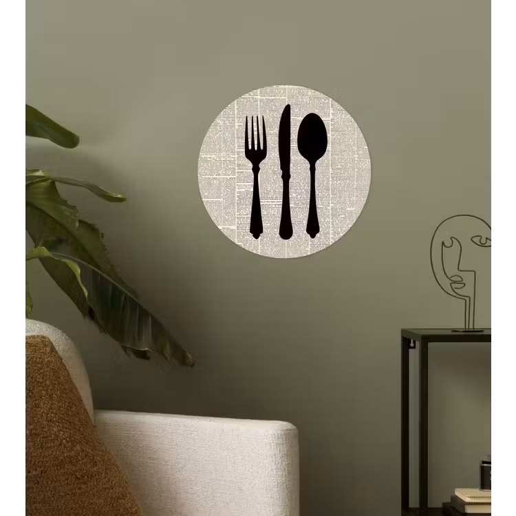 Behangcirkel - Zwart - Krant - Bestek — 3