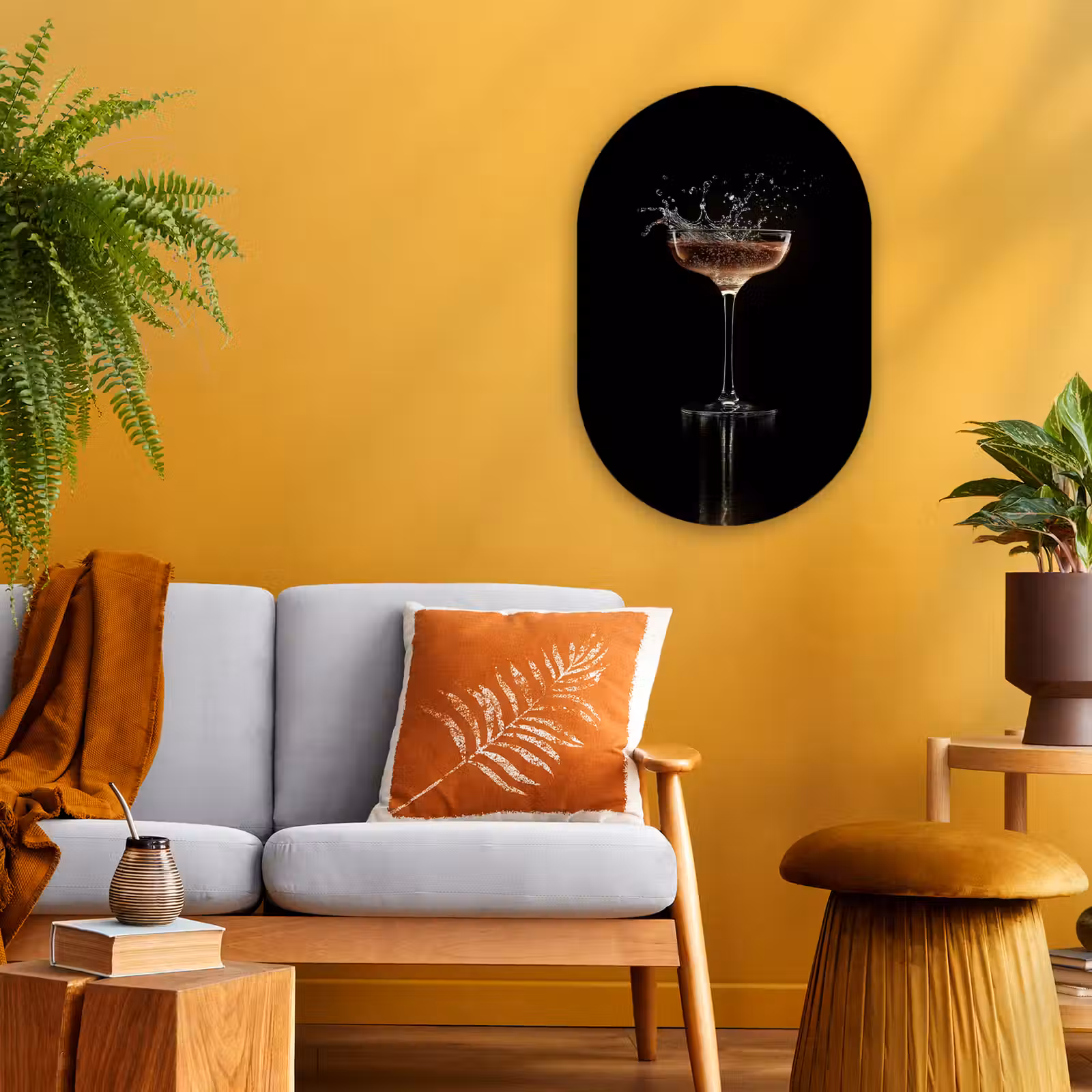 Muurovaal - Cocktail - Zwart - Spetters - Glas — 1