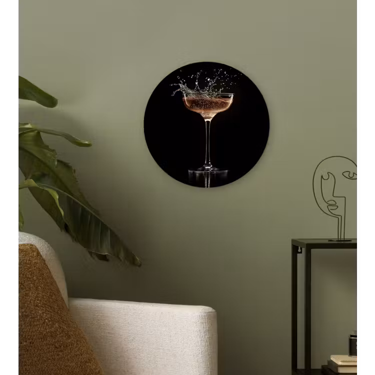 Muurcirkel - Cocktail - Zwart - Spetters - Glas — 3