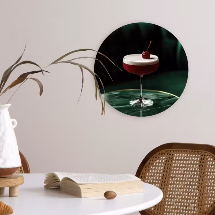 Muurcirkel - Kers - Cocktail - Rood - Marmer — 4