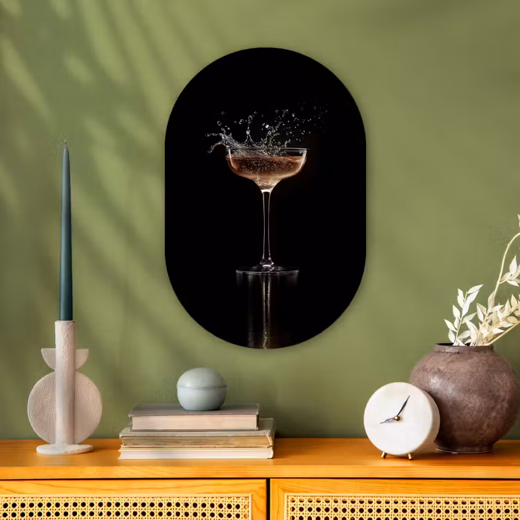 Muurovaal - Cocktail - Zwart - Spetters - Glas — 2