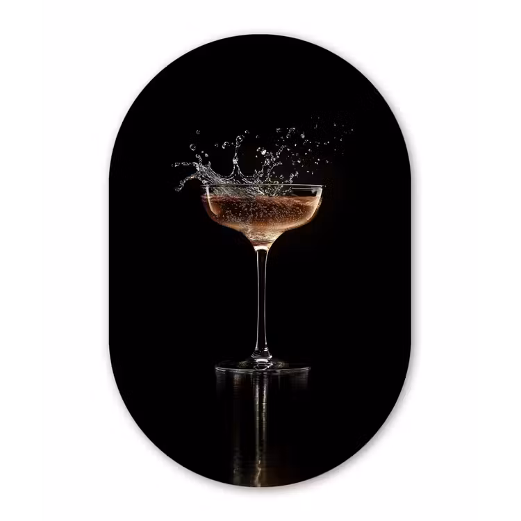 Muurovaal - Cocktail - Zwart - Spetters - Glas — 3
